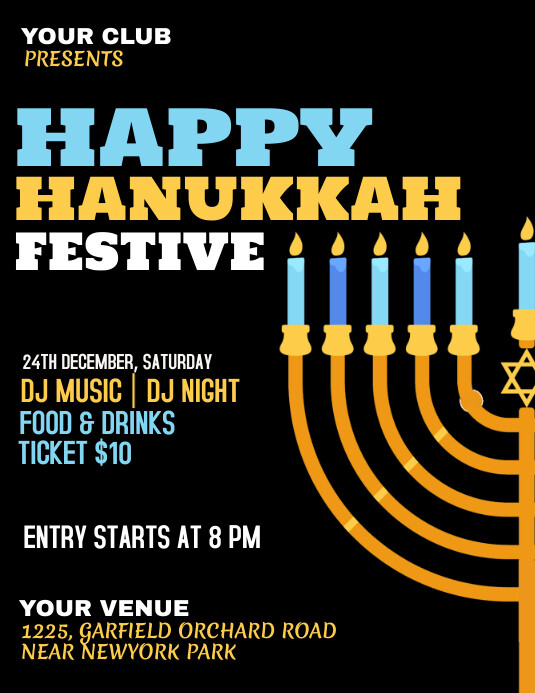 Hanukkah Shabbat Hanukah Chanukah Kwanzaa Template Postermywall