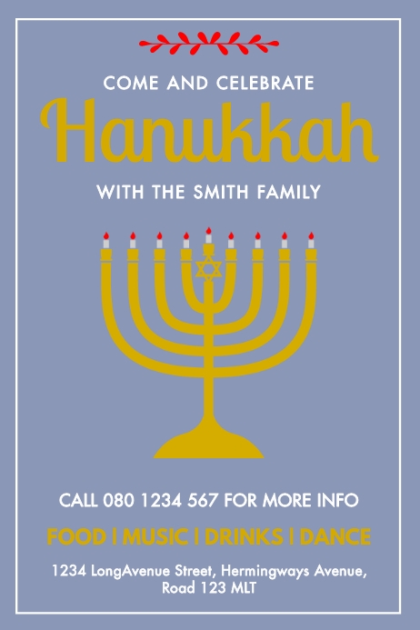HANUKKAH 1 Template PosterMyWall