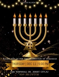 hanukkah celebration, hanukkah video templat Flyer (US Letter) template