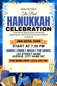 Hanukkah Celebration Poster template