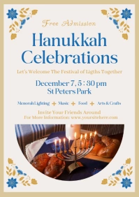 Hanukkah Celebrations Party Poster A4 template