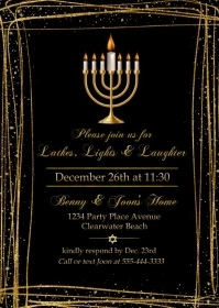 Hanukkah Dinner Party Invitation A6 template