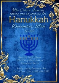 Hanukkah Dinner Party Invitation A6 template