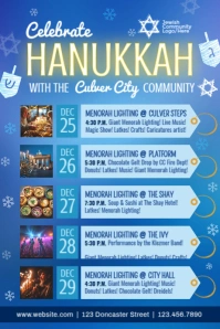 Hanukkah Event Schedule Template 海报