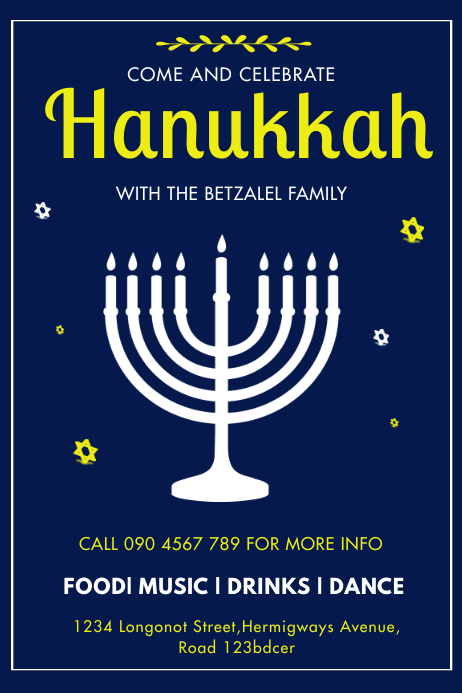 HANUKKAH FLYER Template | PosterMyWall