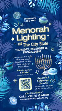 Hanukkah Menorah Lighting Ceremony Template Instagram Story