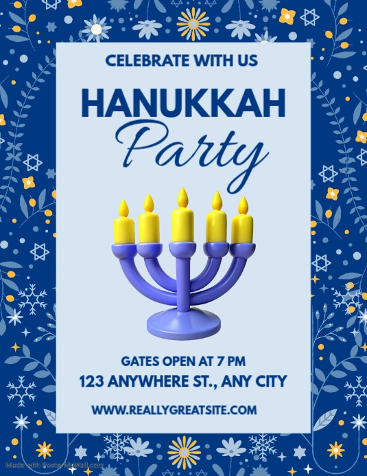 Hanukkah Party Flyer Template | PosterMyWall