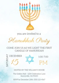 Hanukkah Party Invitation A6 template