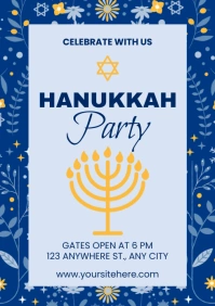 Hanukkah Party Poster A4 template