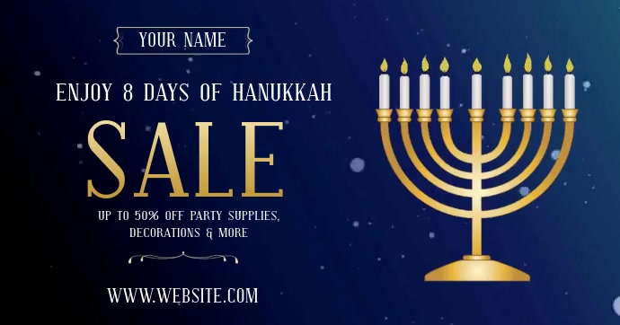 HANUKKAH SALE AD SOCIAL MEDIA VIDEO auf Facebook geteiltes Bild template