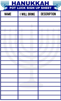Hanukkah sign up sheet design US Legal template