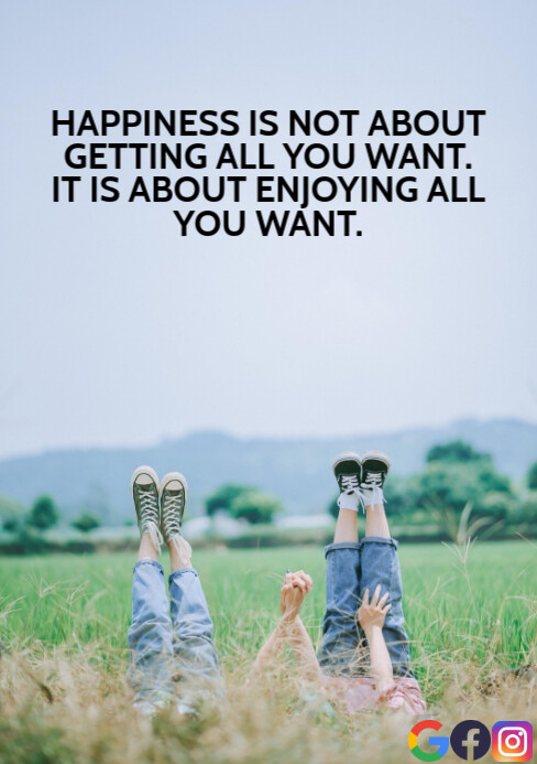 HAPPINESS AND ENJOYING QUOTE TEMPLATE A5