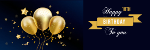 Happy 18th birthday ad poster design LinkedIn-banner template