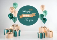Happy 18th birthday flyer ad design Postcard template