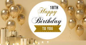 Happy 18th birthday poster ad design ภาพที่แชร์บน Facebook template