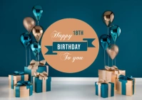 Happy 18th birthday poster ad design Postcard template