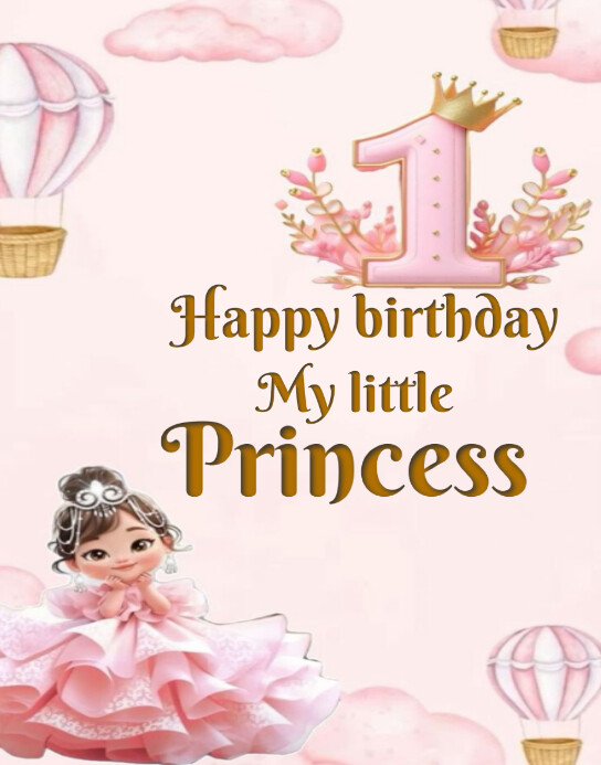 Happy 1st birthday my little princess 海报/墙板 template