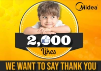 Happy 2000 Likes Postcard template