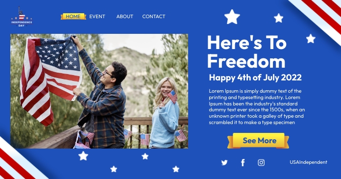 Happy 4th Of July 2022 delt Facebook-billede template