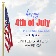 白色 4th of July Celebration Instagram Post Template