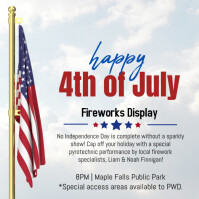 White 4th of July Fireworks Instagram Post Template