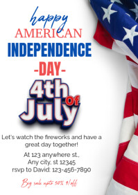 White Happy 4th of July america independence day A4 Template