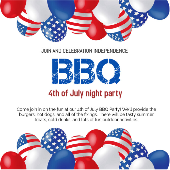 Happy 4th of July BBQ party Publicação no Instagram template