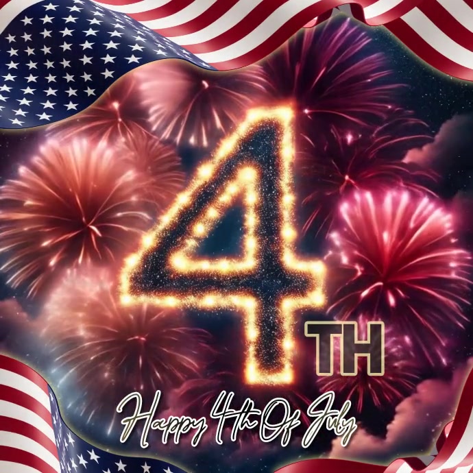 Modèle Happy 4th of july fireworks video ad | PosterMyWall