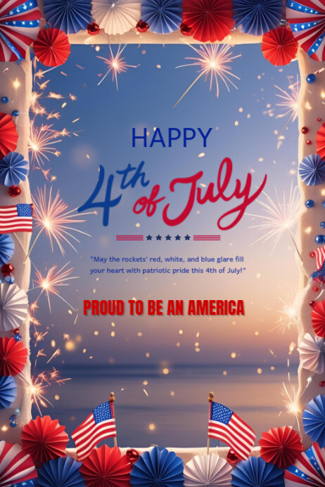 Happy 4th of July Template 2025 Plakkaat