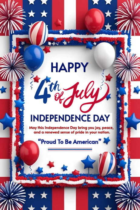 Happy 4th of July template 2025 Plakkaat