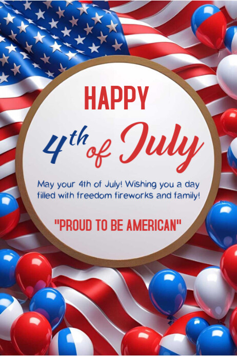Happy 4th of July template 2025 Plakkaat
