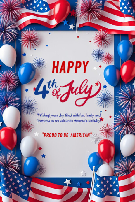 Happy 4th of July template 2025 Plakkaat