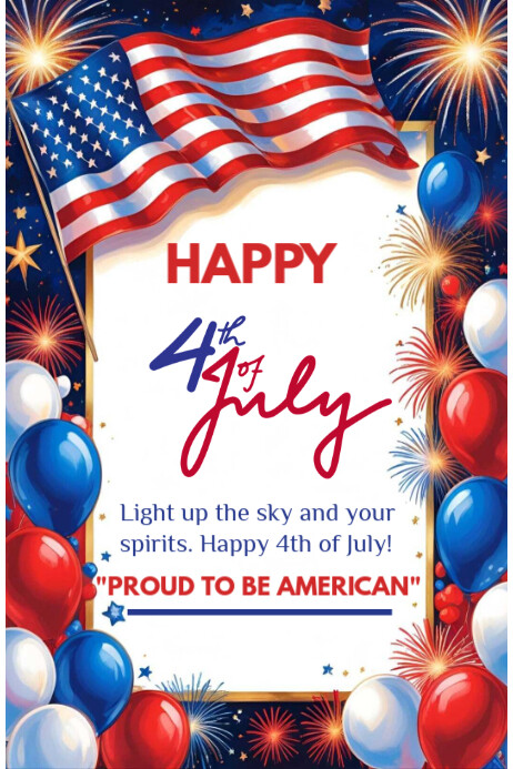 Happy 4th of July template 2025 Plakkaat