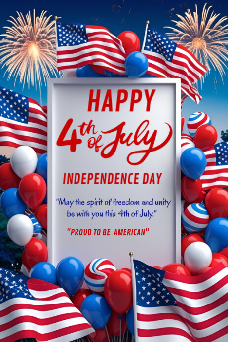 Happy 4th of July template 2025 Plakkaat
