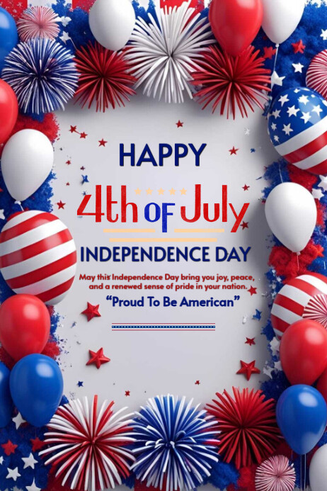 Happy 4th of July template 2025 Plakkaat
