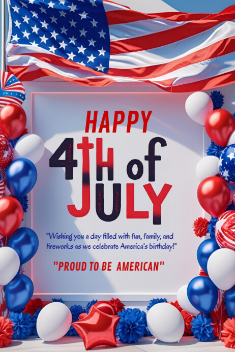 Happy 4th of July template 2025 Plakkaat