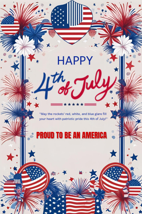 Happy 4th of July Template 2025 Plakkaat