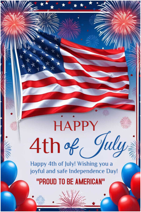 Happy 4th of July template 2025 Plakkaat