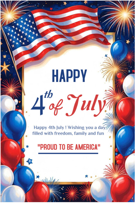 Happy 4th of July template 2025 Plakkaat