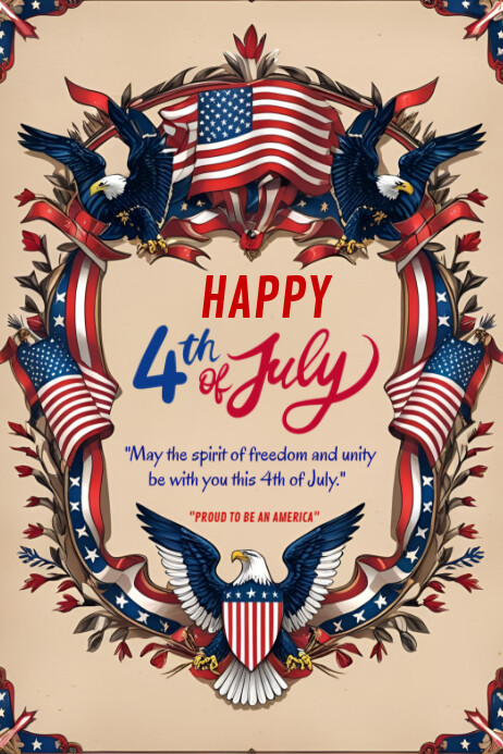 Happy 4th of July template 2025 Plakkaat