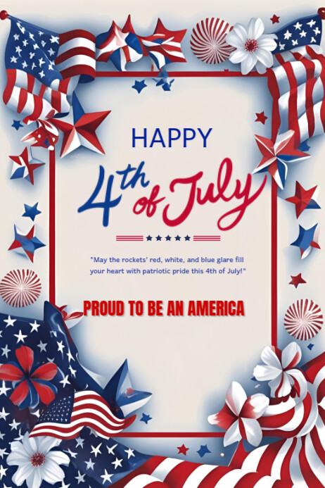 Happy 4th of July Template 2025 Plakkaat