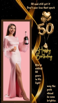 Black 50th Birthday Celebration Instagram Story Template