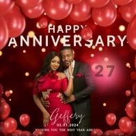 happy anniversary red design template Quadrado (1:1)