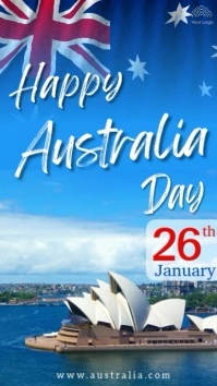 Happy Australia Day 2025 greeting card For All flag sydney opera Instagram Story blue gradient template