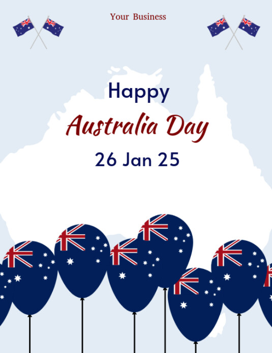 Happy Australia Day Flyer Template 2025 Folheto (US Letter)