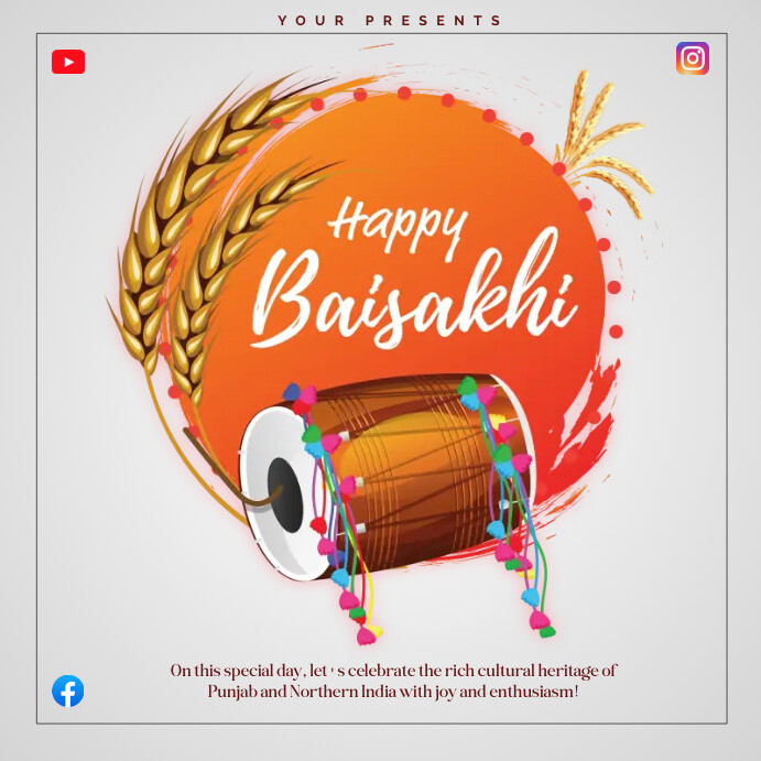 Happy baisakhi 2024 2025 2026 2027 Pos Instagram template