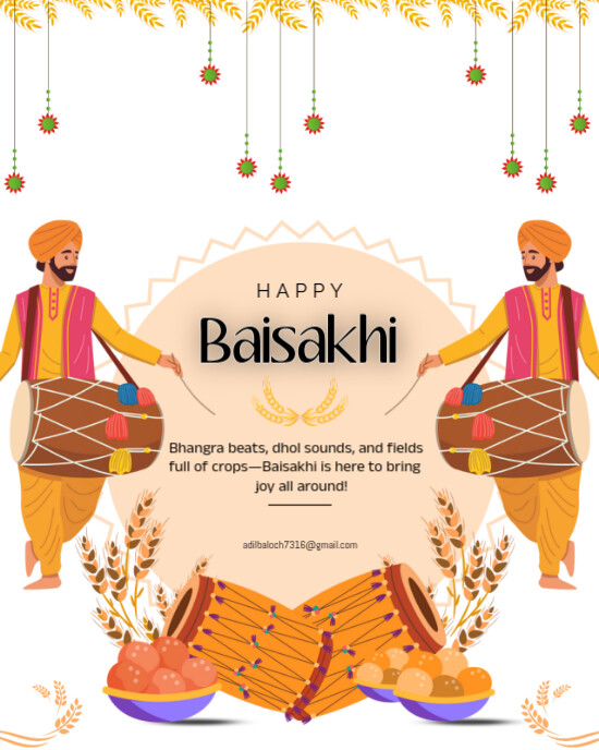 Happy baisakhi festival Instagram Portrait template