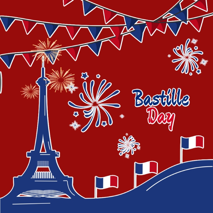 Happy Bastille Day Vierkant (1:1) template