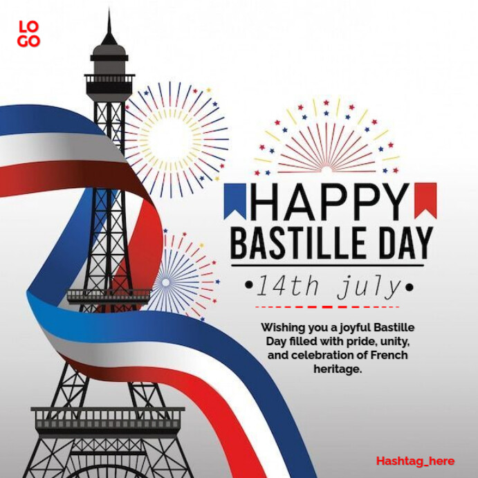 Happy Bastille Day Instagram Plasing template