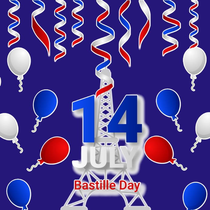 Happy Bastille Day Square (1:1) template